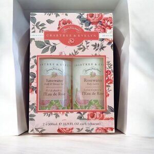 NIB Crabtree & Evelyn Rosewater Shower Gel & Body Lotion 2 pc Set 500ml each